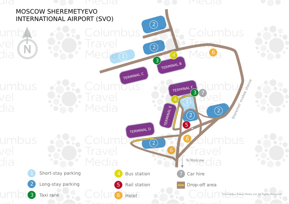 Carte du terminal et de l'aéroport Sheremetyevo (SVO)